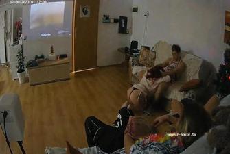 Lelya and Setnik blowjob and Ally and Pierro making out on sofa, Dec30-23 cam2