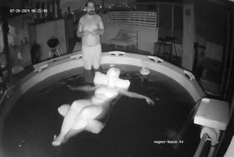 Marla and Hector enjoying pool by night, 20 07 2024