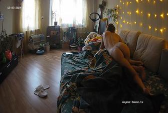 Ariela giving Nyck a blowjob in living room 2024-12-03